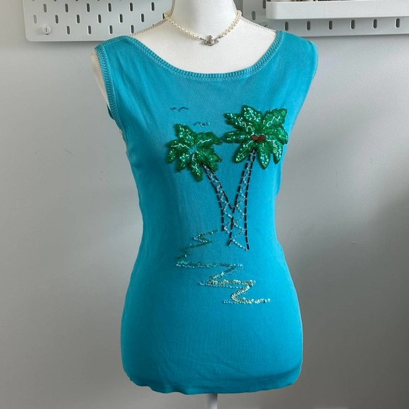 Blue ocean coconut girl island core y2k beaded top - Picture 4 of 6